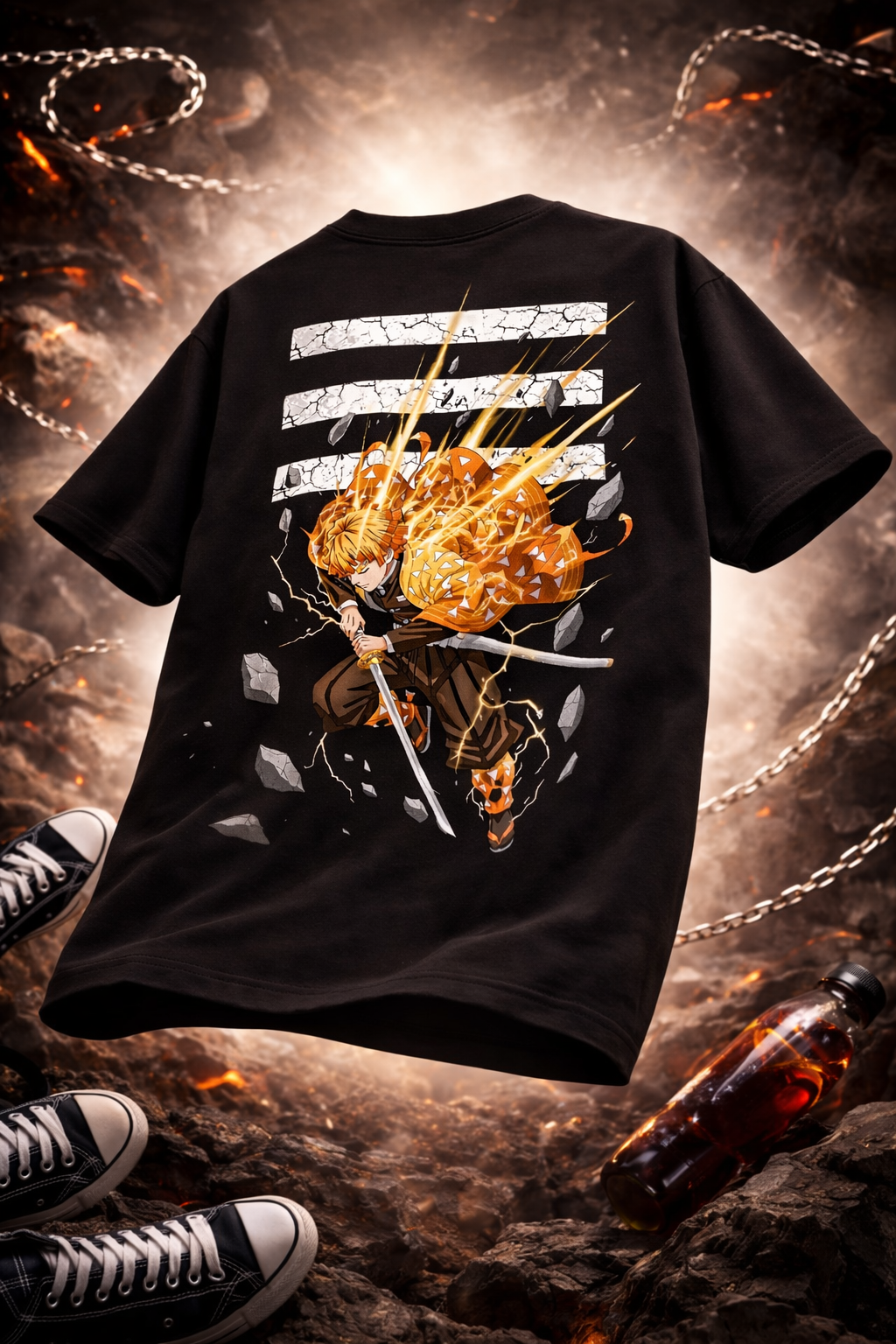 Zenitsu Agatsuma "Thunder Breathing" Oversized T-Shirt – 240 GSM French Terry