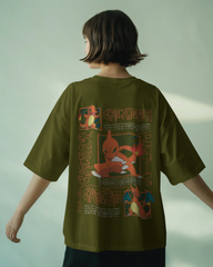 Charmander & Charizard Evolution Ladies Oversized Classic T-shirt | Teeyatra | Anime