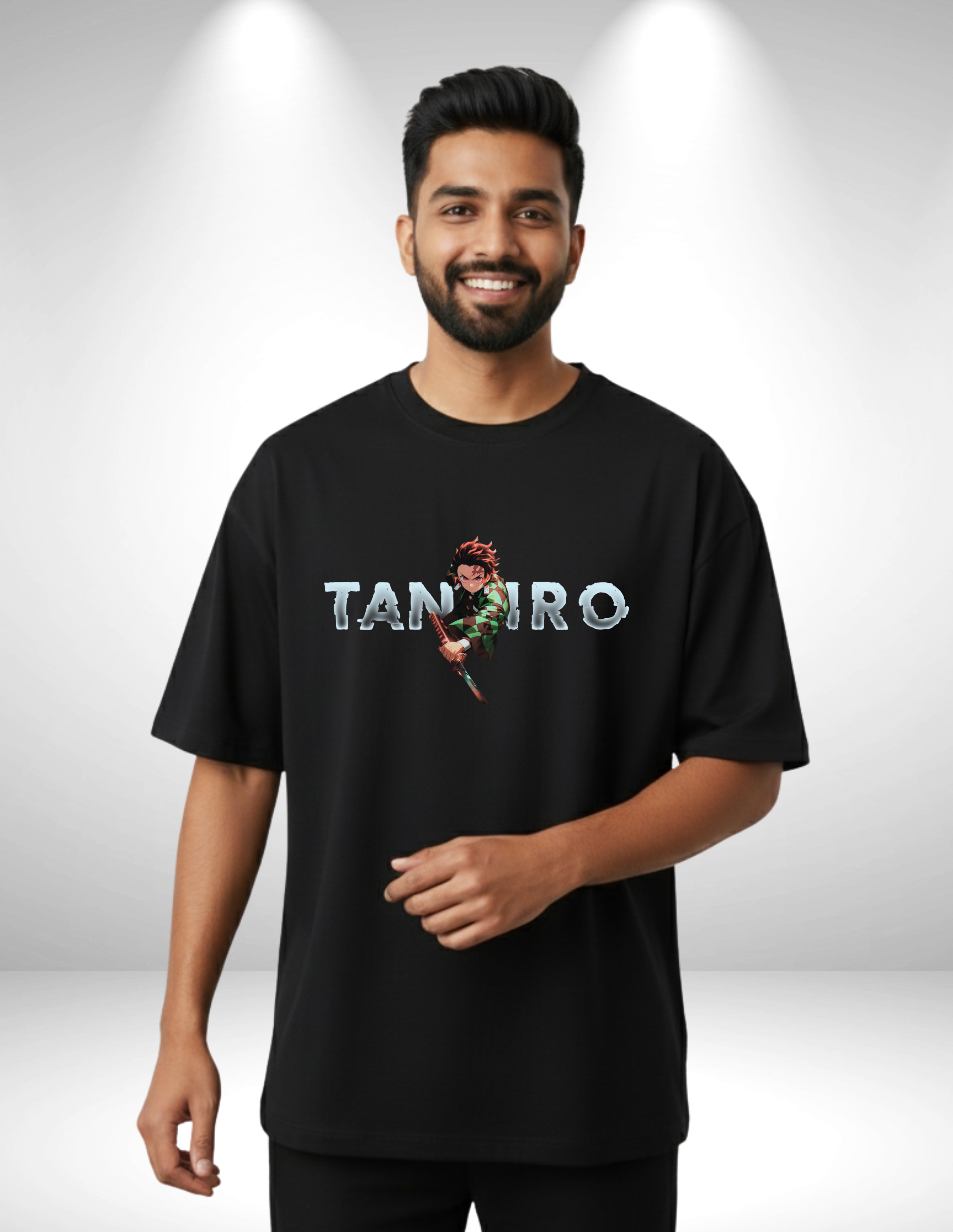 Demon Slayer Tanjiro Kamado Anime Men's Oversized T-Shirt | Teeyatra