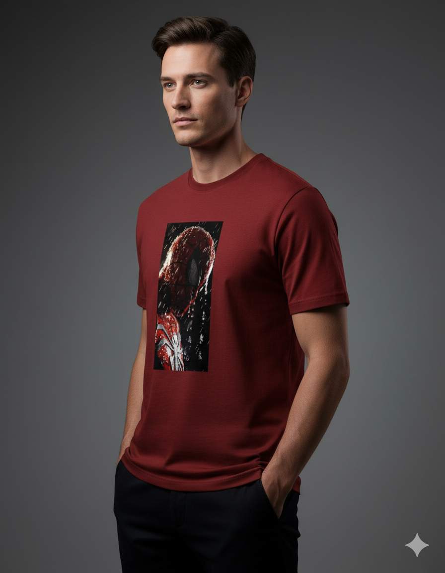 "Rainy Day Hero" Spider-Man Marvel Men's Basic T-Shirt | Teeyatra