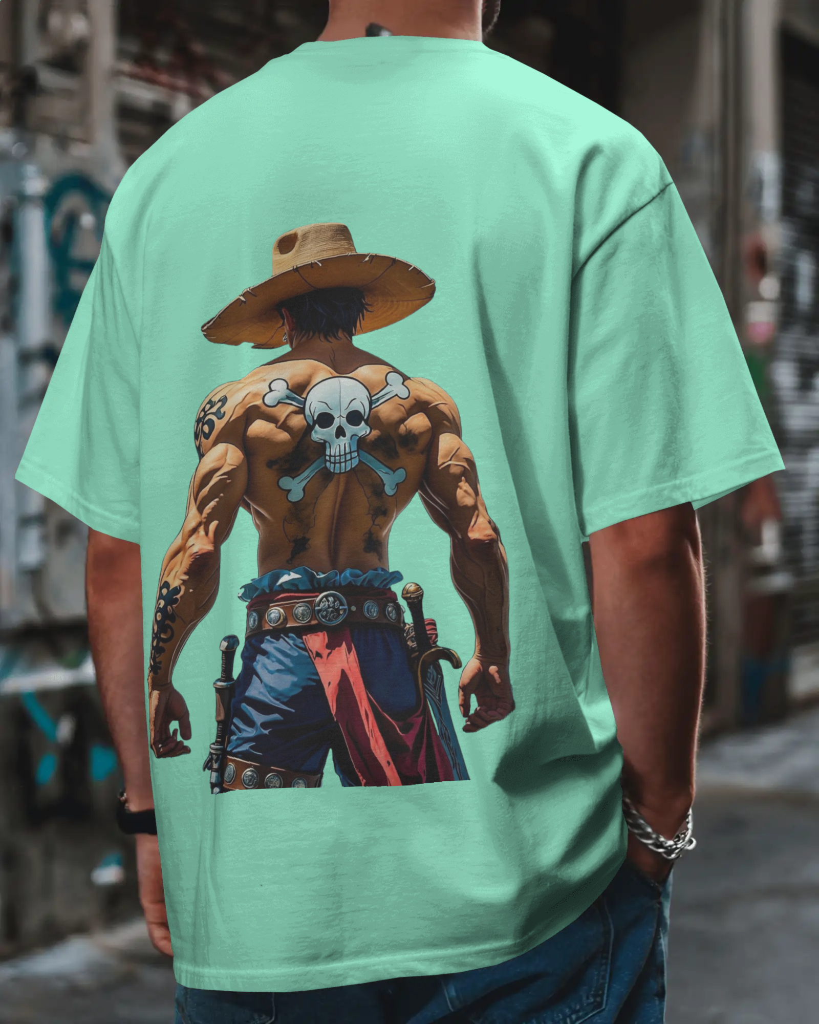 Wild West Cowboy Skull Print Men's Oversized T-Shirt - Vintage Western | Teeyatra | Anime