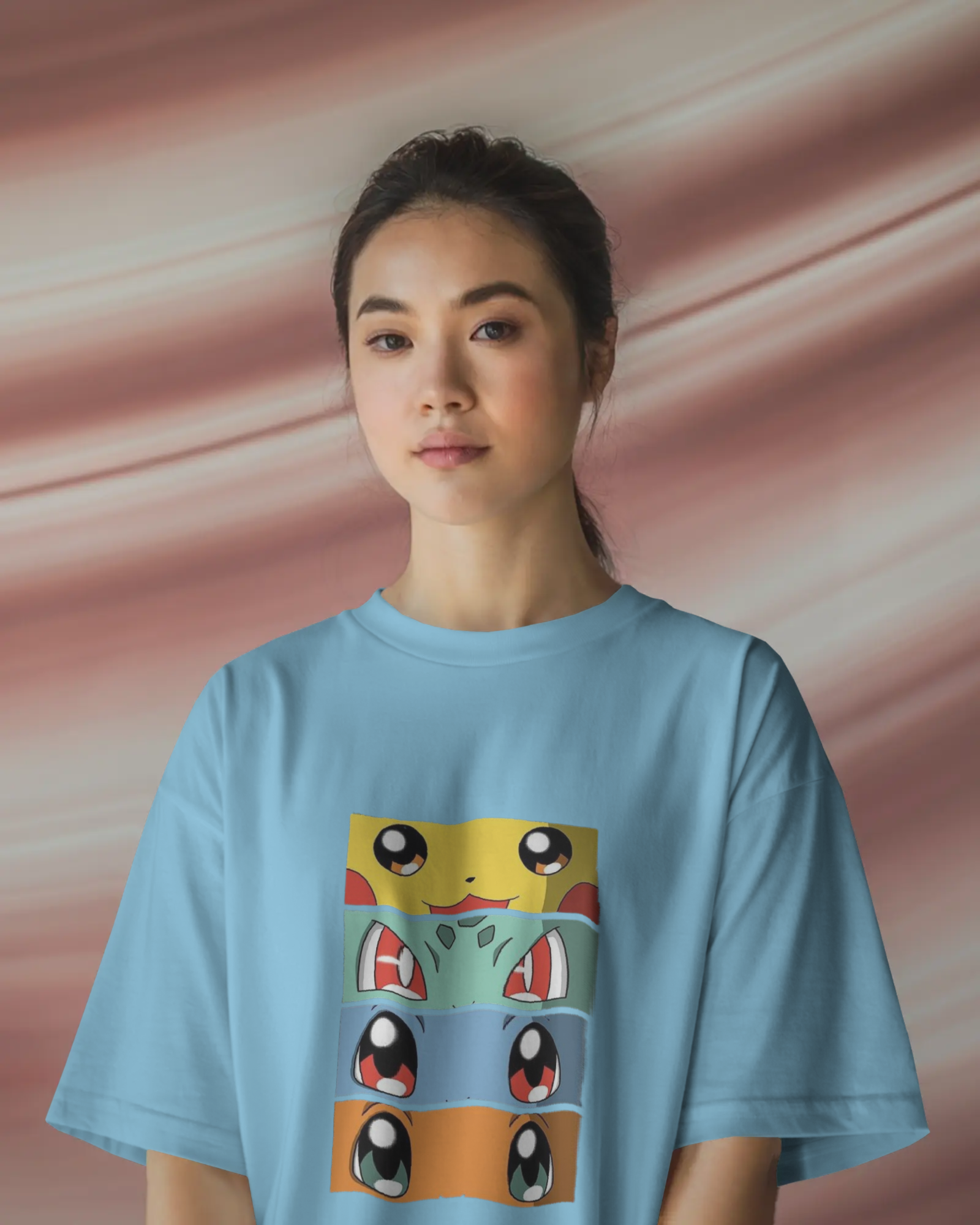 The Four Elements Pokémon Anime Ladies Terry Oversized Tee | Teeyatra