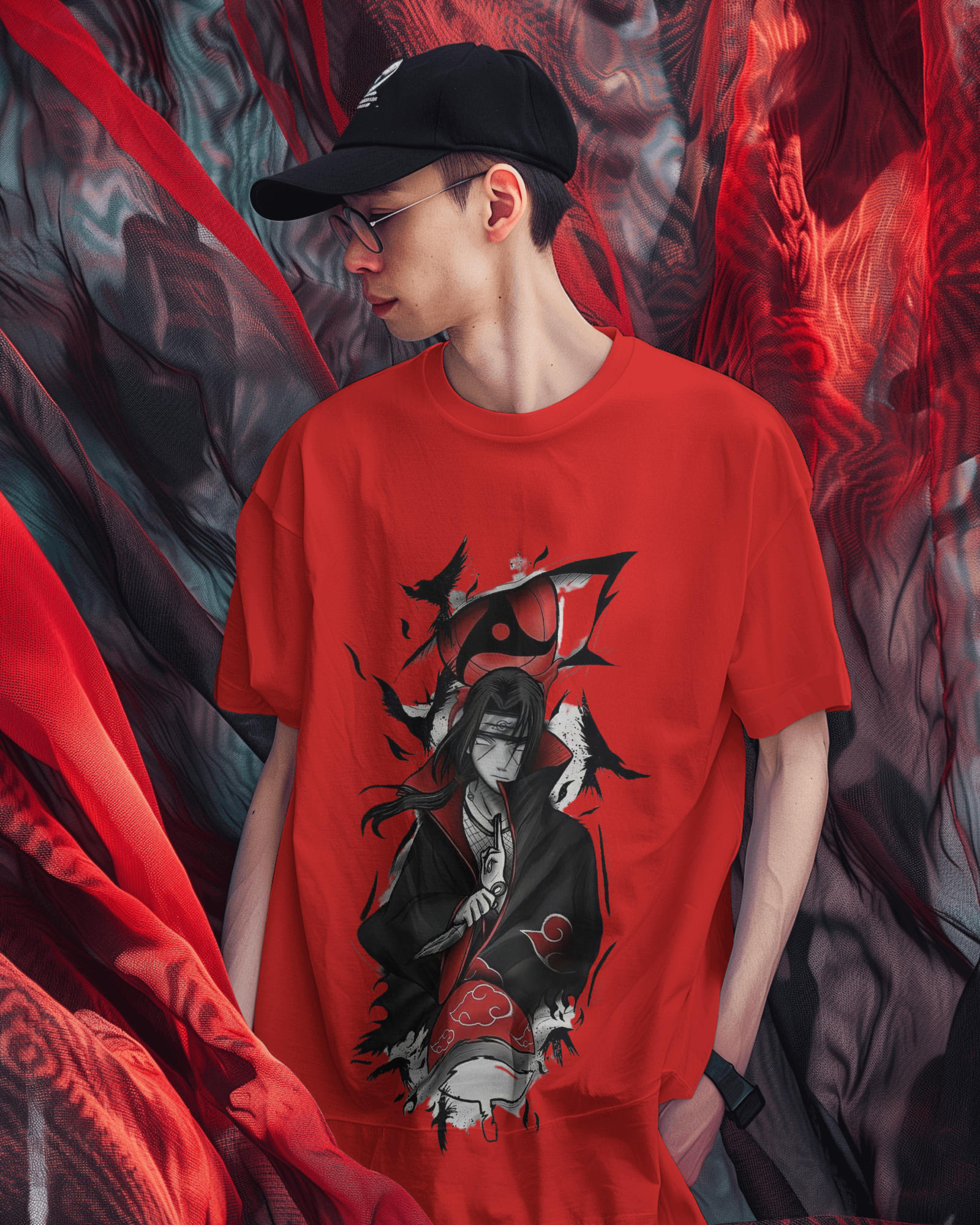 Akatsuki Itachi Uchiha Fan Unisex Oversized Classic T-shirt | Teeyatra | Anime