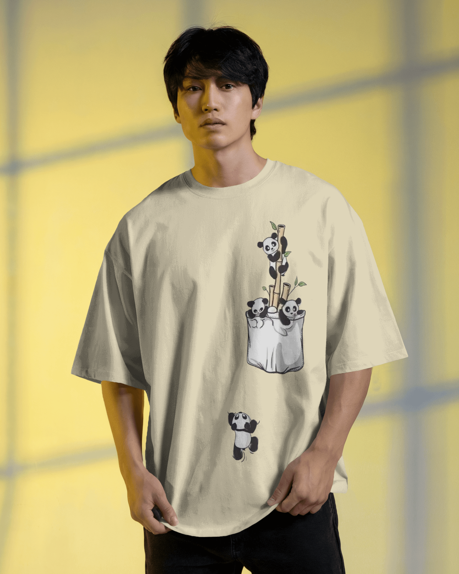The Great Escape Panda Men's Oversized Classic T-shirt | Teeyatra | Cartoon