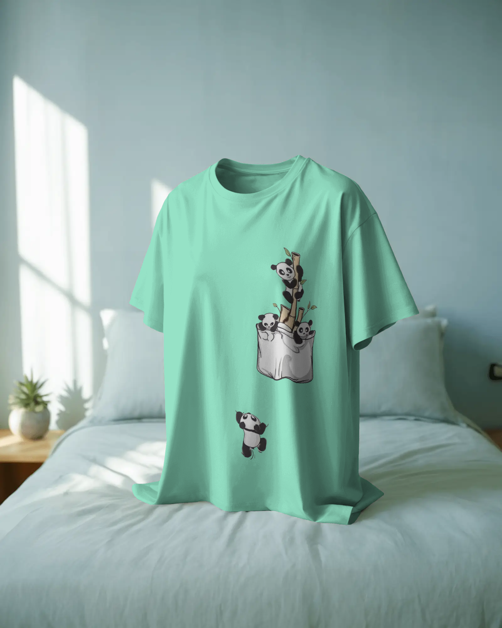 The Great Escape Panda Ladies Oversized Classic T-shirt | Teeyatra | Cartoon