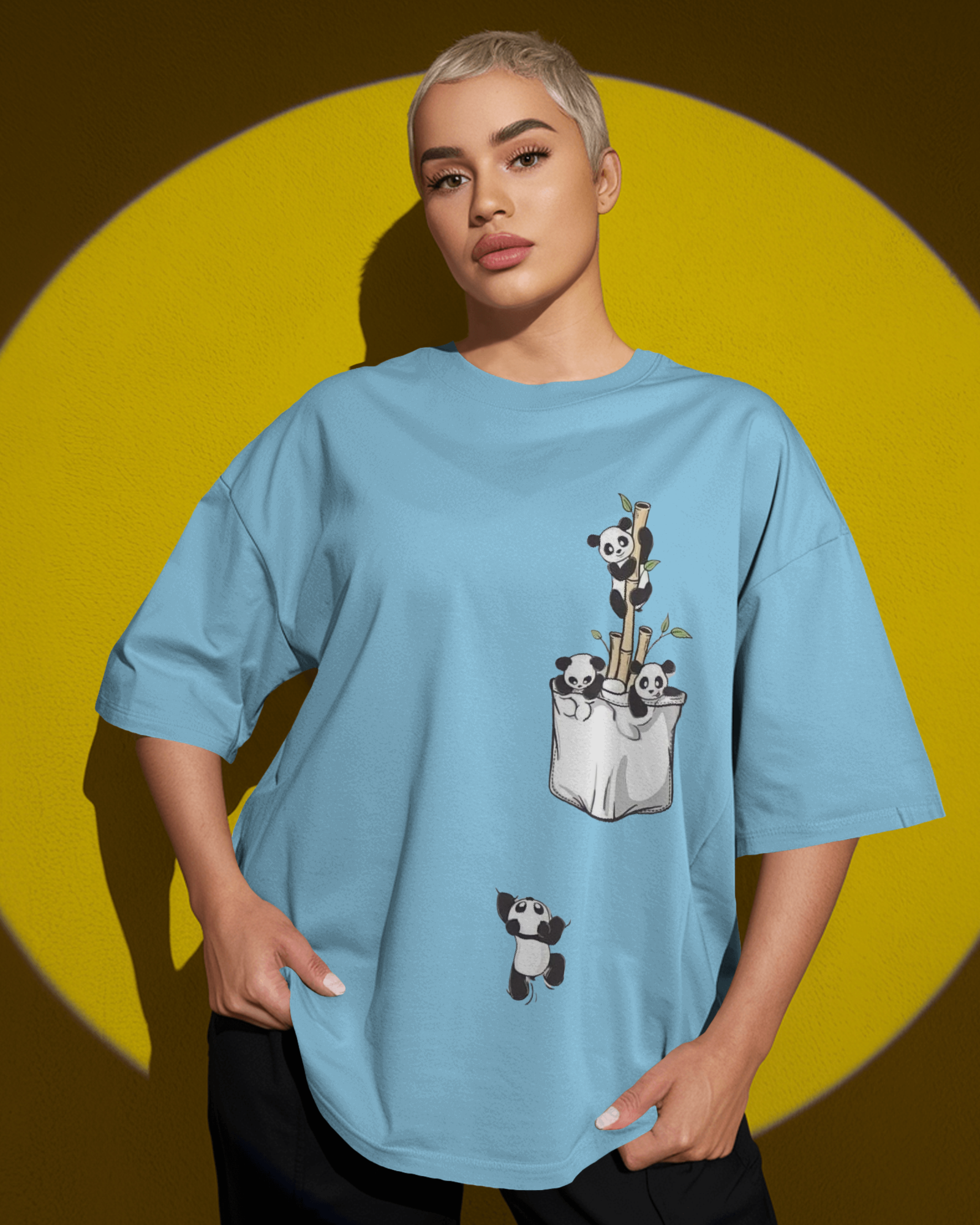 The Great Escape Panda Ladies Oversized Classic T-shirt | Teeyatra | Cartoon