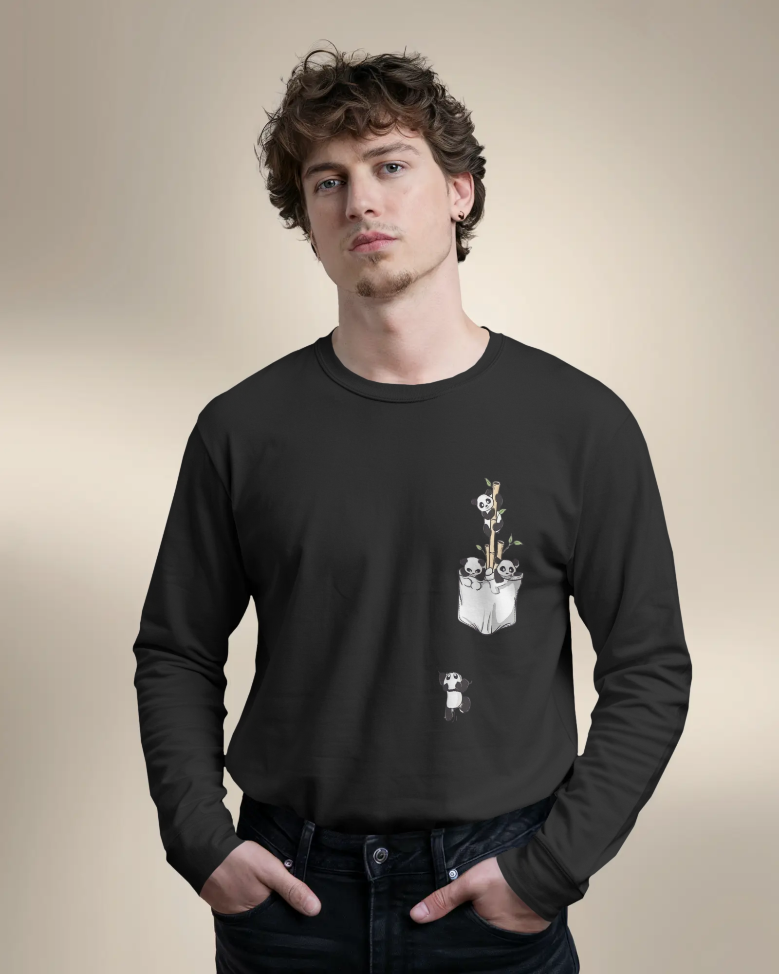 The Great Escape Cartoon Panda Men's Full Sleeve T-Shirt | Teeyatra