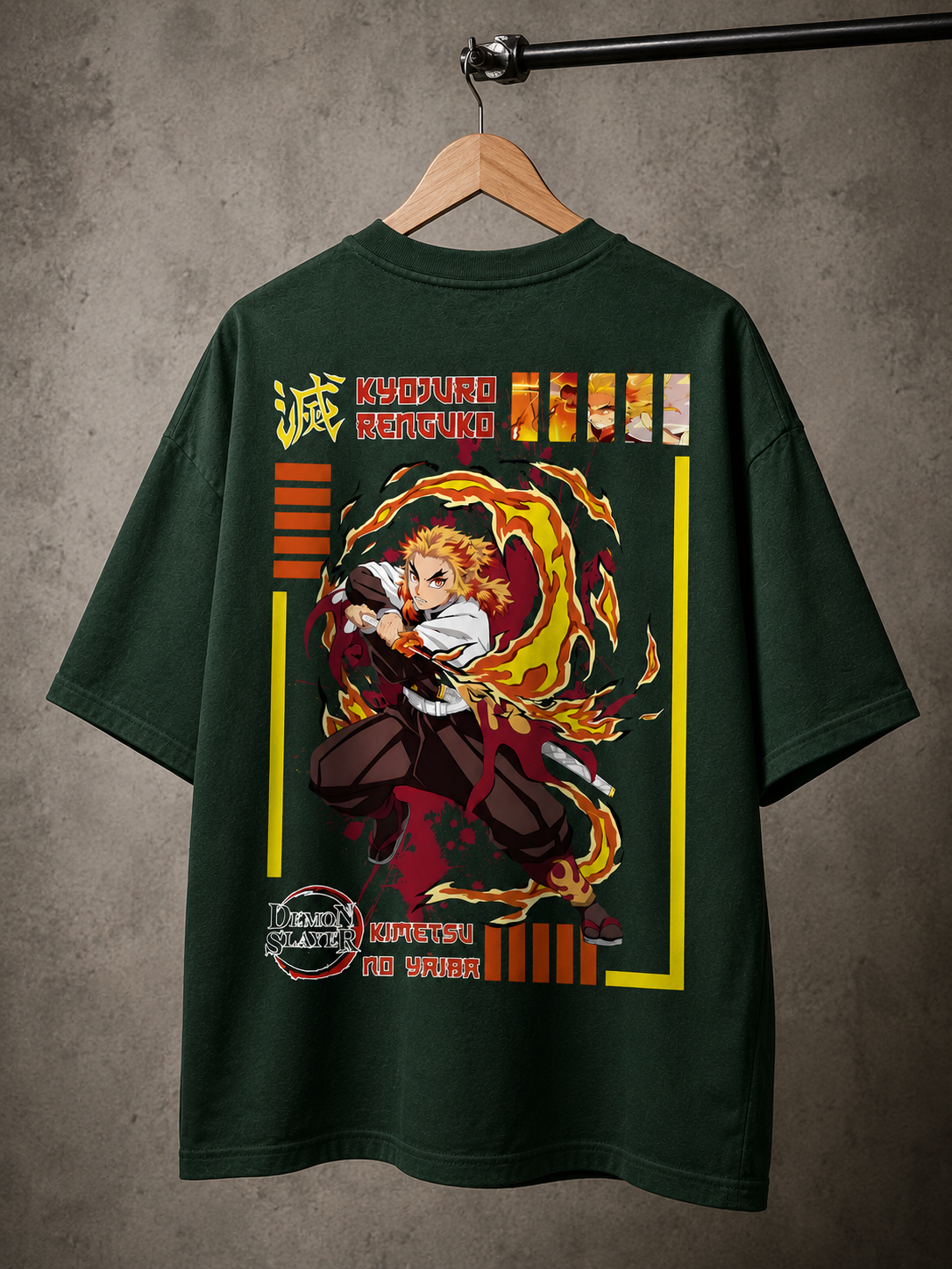 Teeyatra Flame Hashira Rengoku Oversized 240 GSM Tee