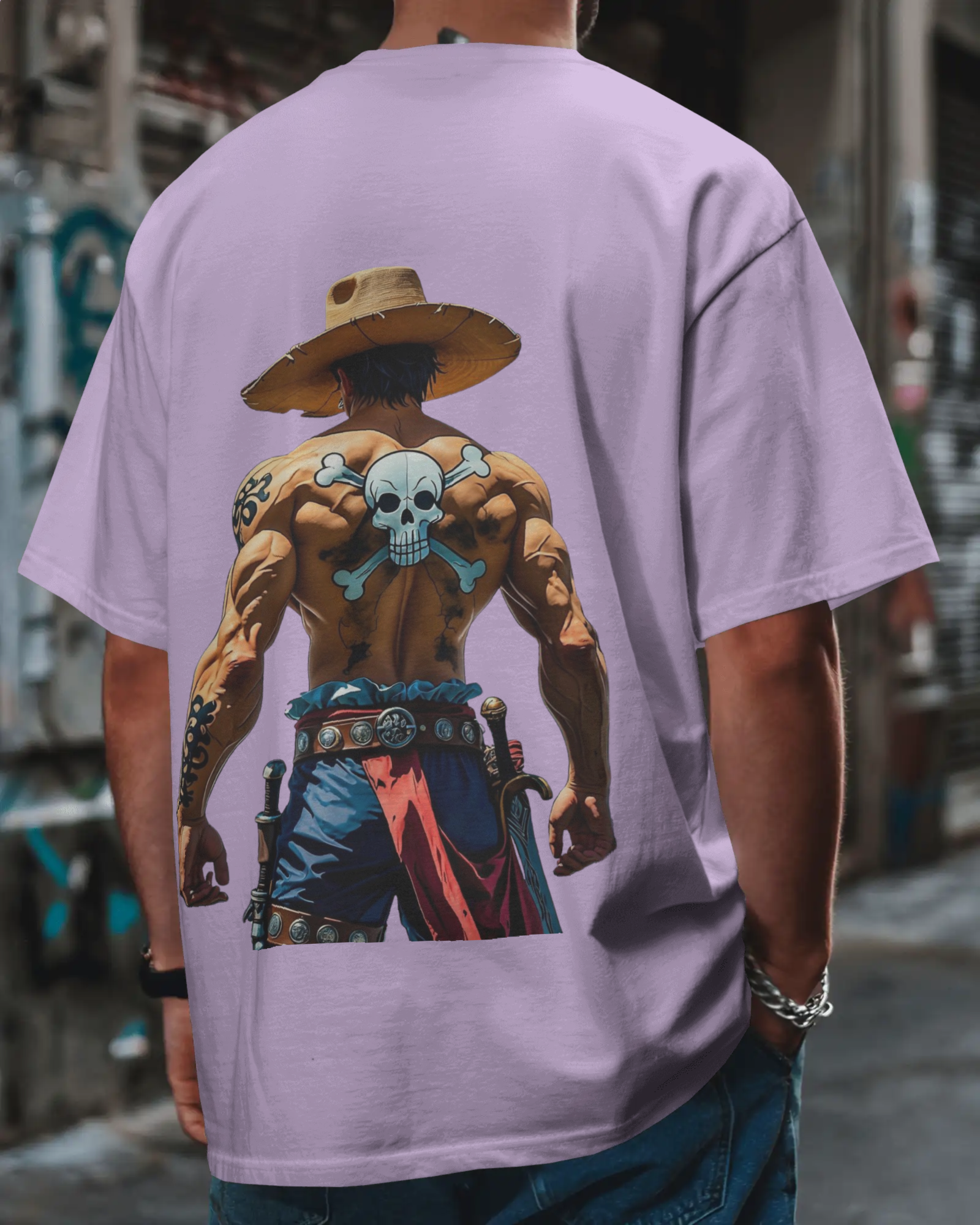 Wild West Cowboy Skull Print Men's Oversized T-Shirt - Vintage Western | Teeyatra | Anime