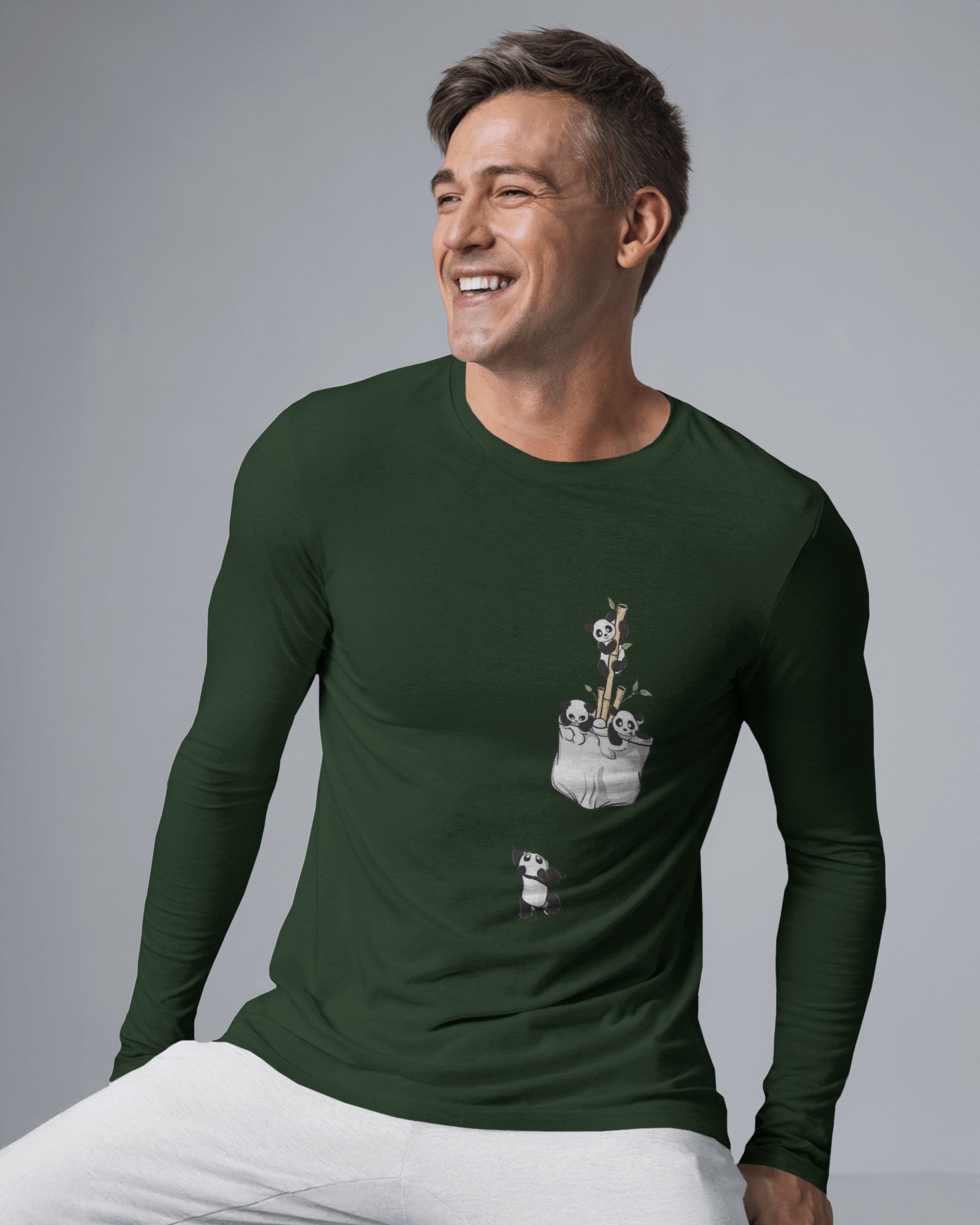 The Great Escape Cartoon Panda Men's Full Sleeve T-Shirt | Teeyatra