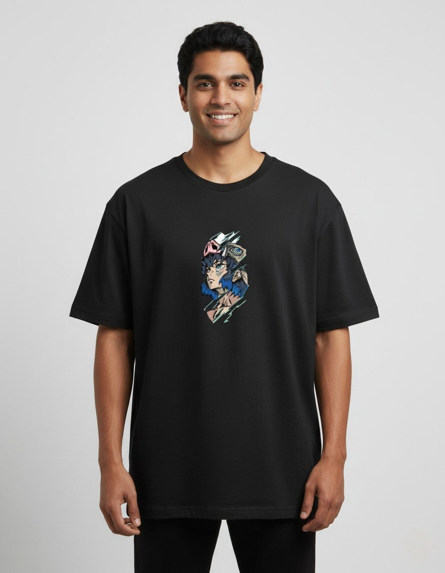 Demon Slayer Inosuke Anime Men's Oversized T-Shirt | Teeyatra