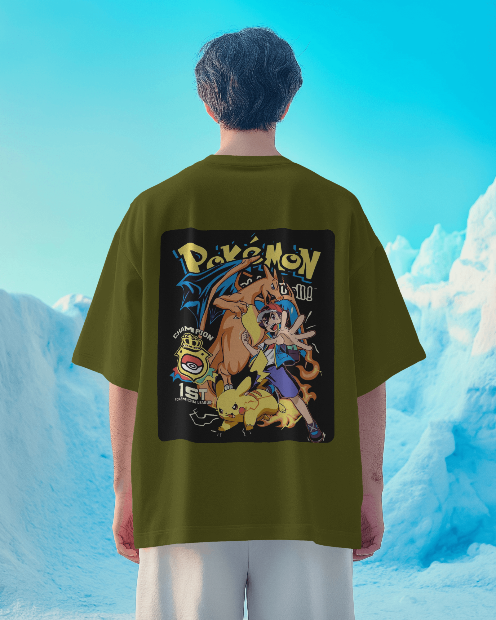 Charizard and Ash: The Unstoppable Duo Men's Oversized Classic T-shirt | Teeyatra | Anime