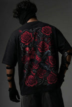 Teeyatra Spider Rose Noir Oversized T-Shirt