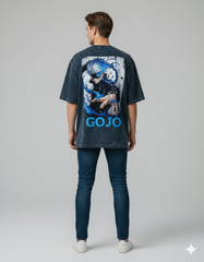 Gojo Satoru Limitless Men's Acid Washed Oversized Tee | Teeyatra | Anime