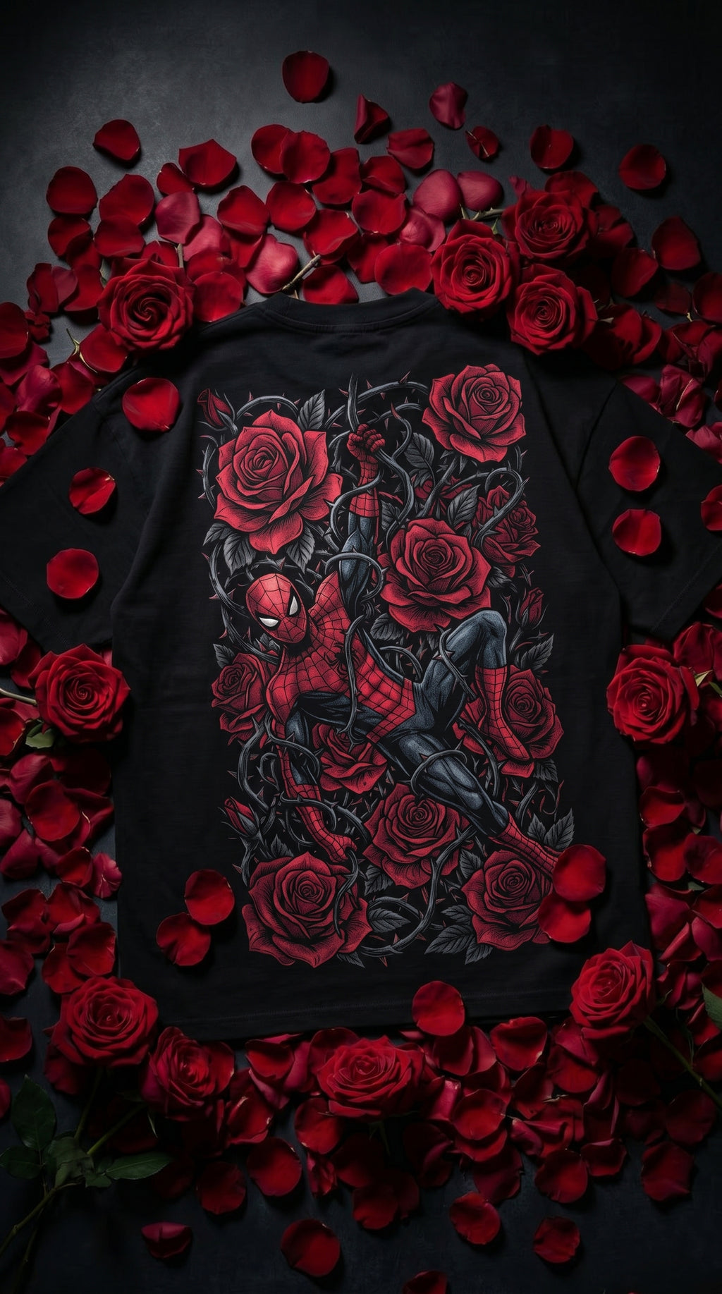 Teeyatra Spider Rose Noir Oversized T-Shirt