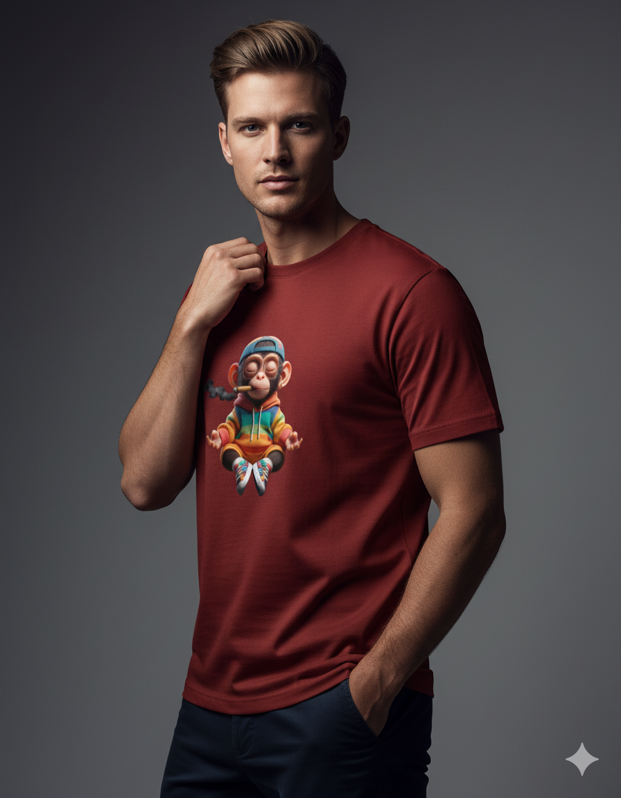 "Street King" Monkey Men's Basic T-Shirt | Teeyatra | Abstract
