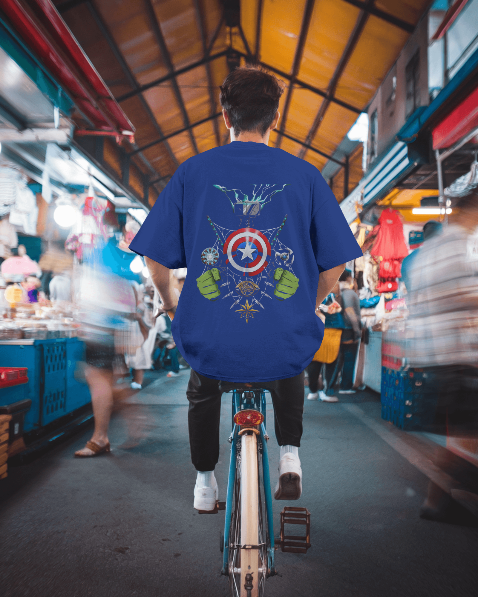 Defender of Earth: Avengers Back Print Men's Oversized Classic T-shirt | Teeyatra| Marvel