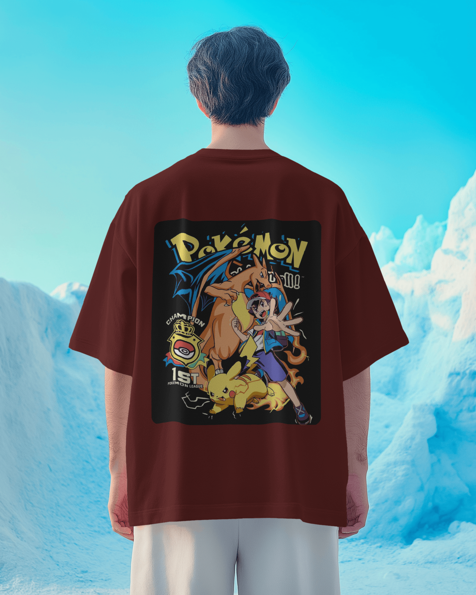 Charizard and Ash: The Unstoppable Duo Men's Oversized Classic T-shirt | Teeyatra | Anime
