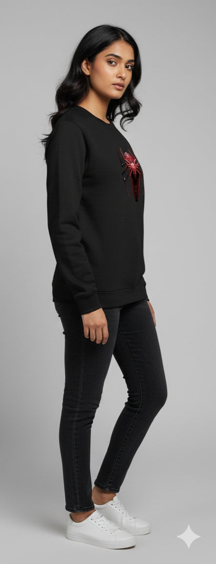 Spider-Man Miles Morales Black Ladies Sweatshirt | Teeyatra | Marvel