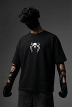 Teeyatra Spider-Punisher Fusion Oversized T-Shirt | 240 GSM French Terry | Premium Streetwear Drop
