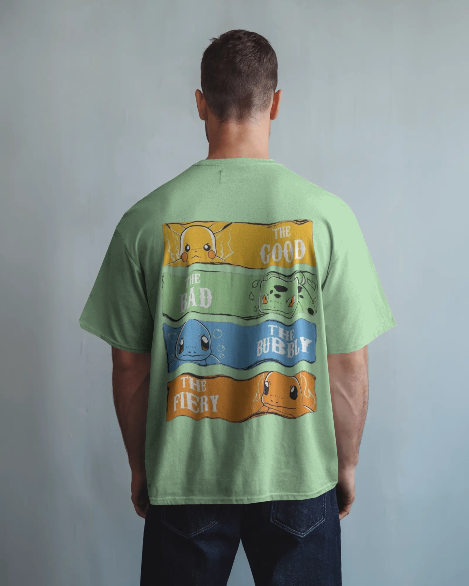 The Four Elements Pokémon Anime Men's Terry Oversized Tee | Teeyatra