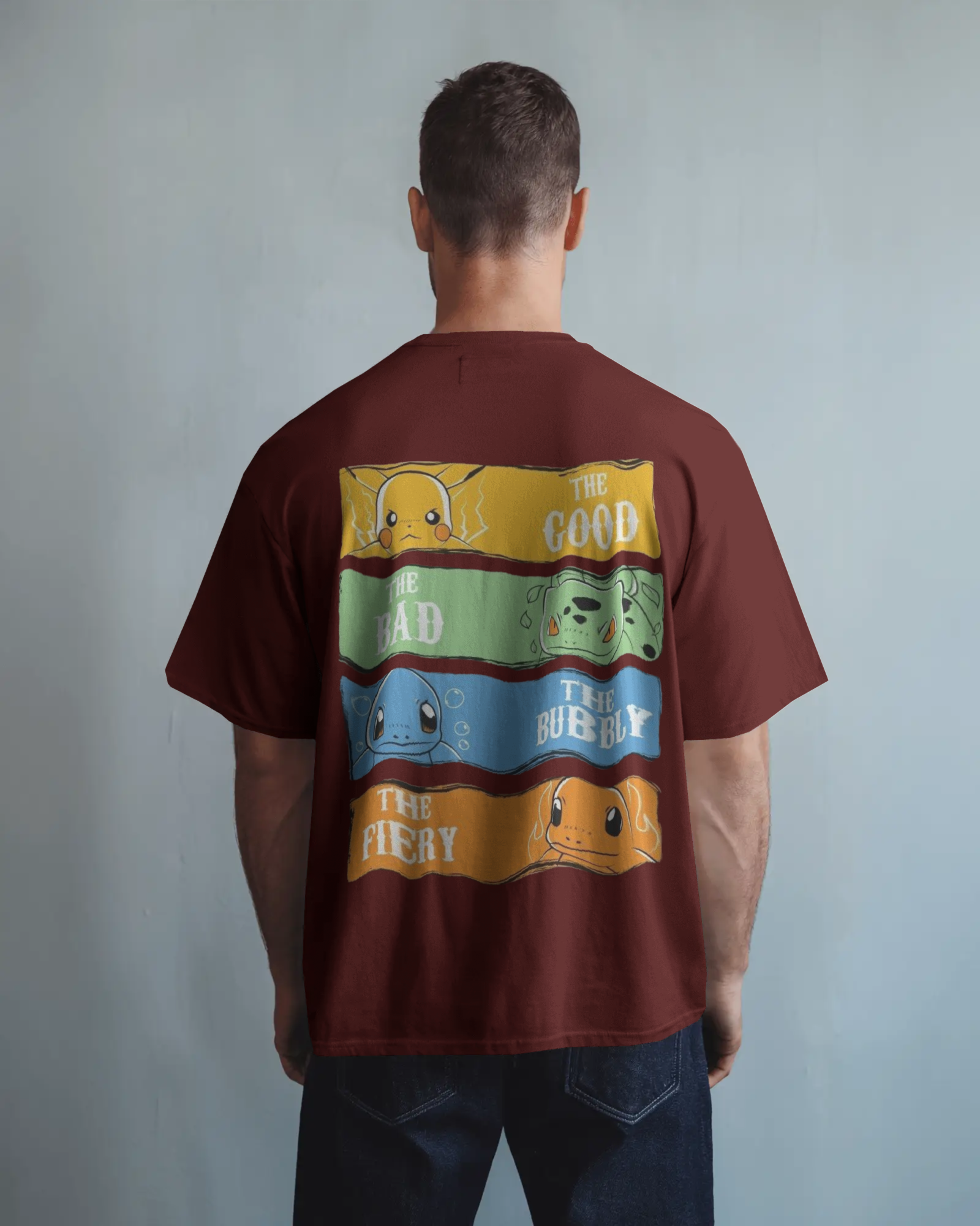 The Four Elements Pokémon Anime Men's Terry Oversized Tee | Teeyatra