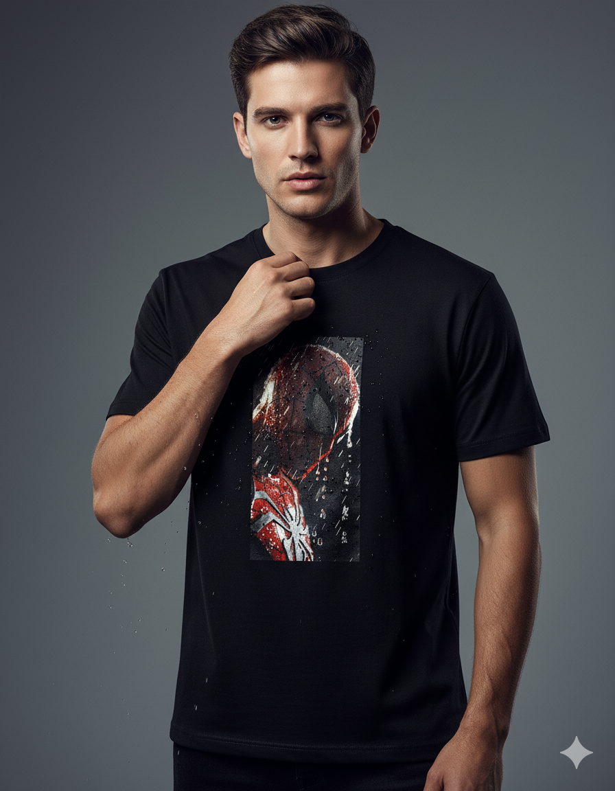 "Rainy Day Hero" Spider-Man Marvel Men's Basic T-Shirt | Teeyatra