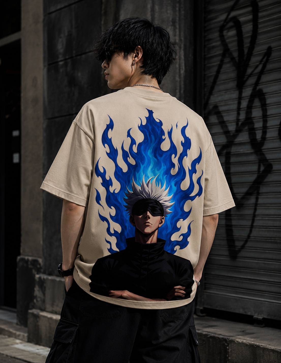 Teeyatra Gojo Infinity Flame Oversized T-Shirt