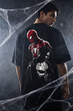 Teeyatra Spider-Punisher Fusion Oversized T-Shirt | 240 GSM French Terry | Premium Streetwear Drop