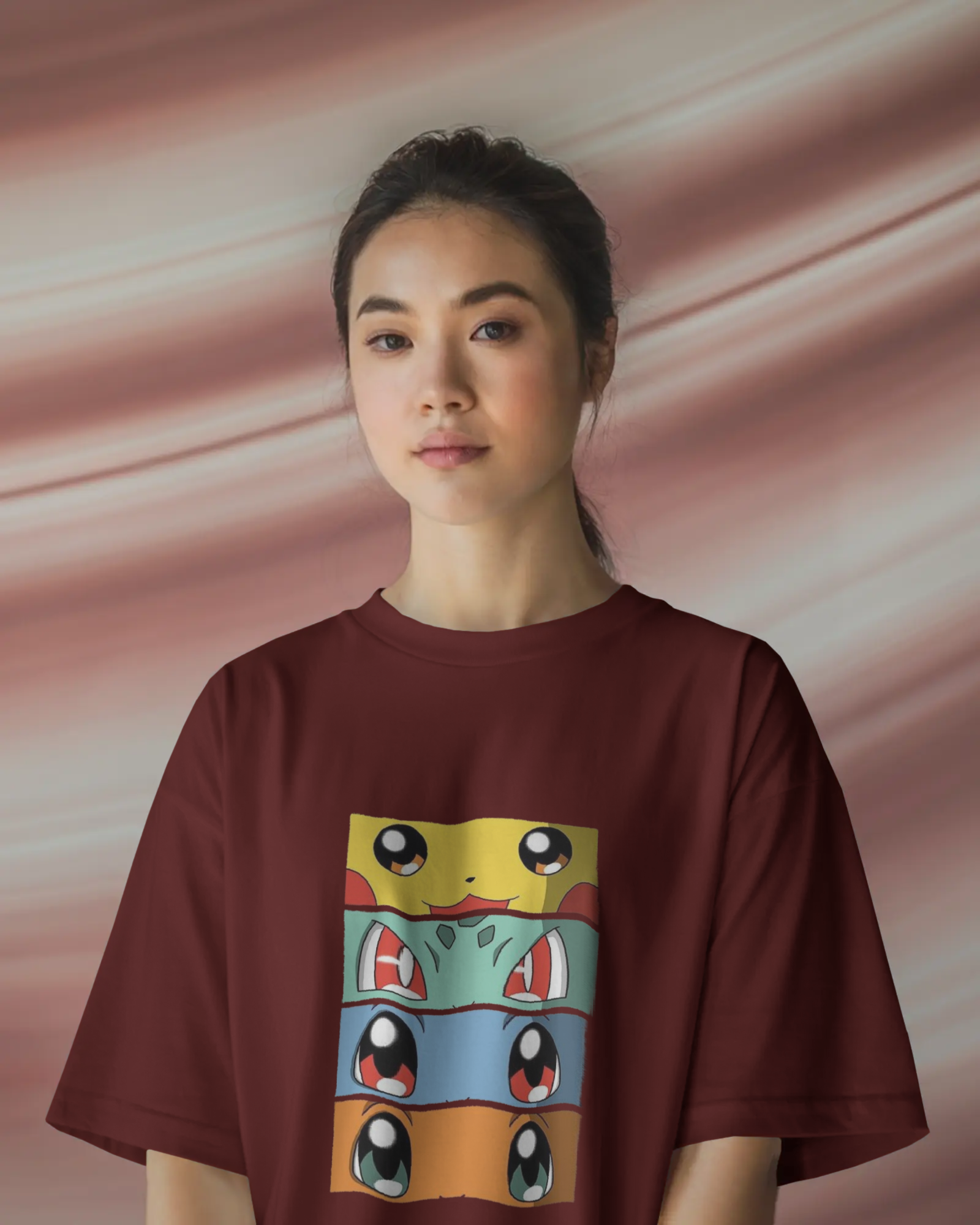 The Four Elements Pokémon Anime Ladies Terry Oversized Tee | Teeyatra