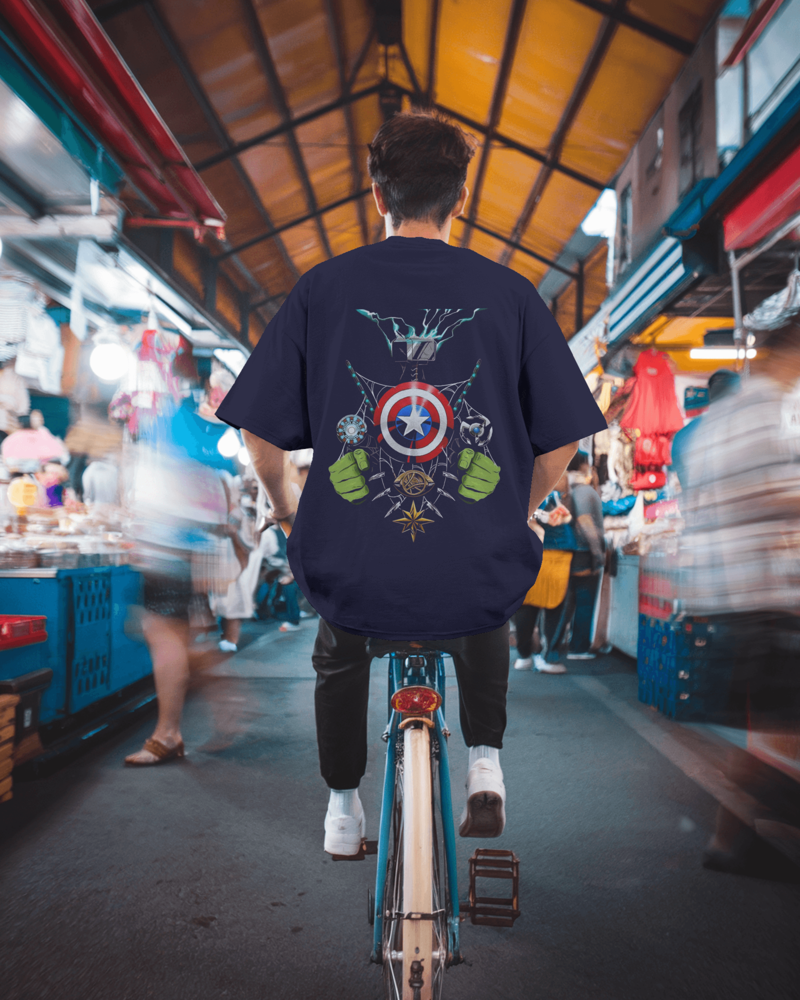 Defender of Earth: Avengers Back Print Men's Oversized Classic T-shirt | Teeyatra| Marvel