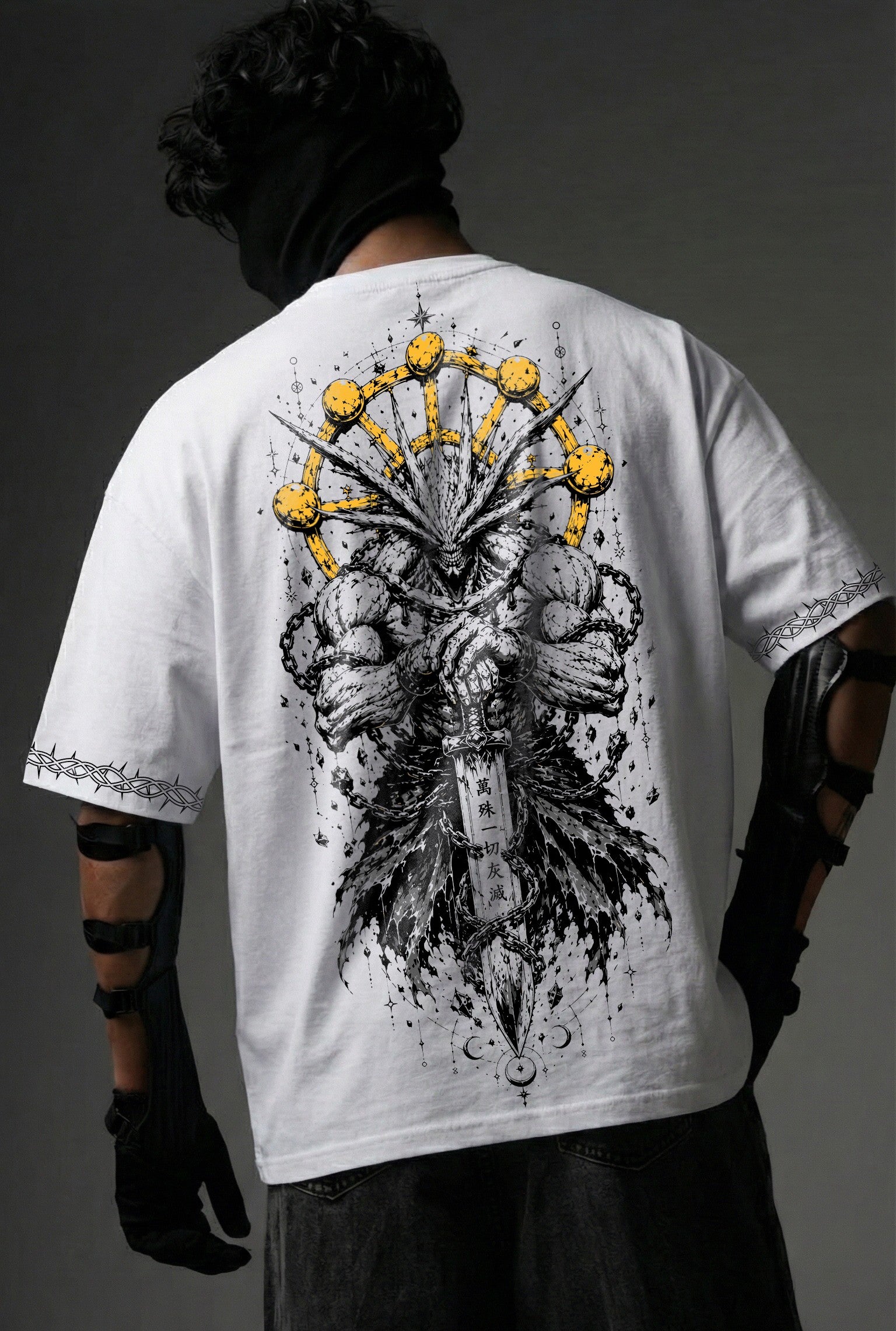 Teeyatra Cosmic Warrior Oversized T-Shirt | Divine Blade Edition