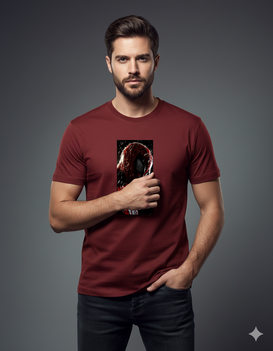 "Rainy Day Hero" Spider-Man Marvel Men's Basic T-Shirt | Teeyatra
