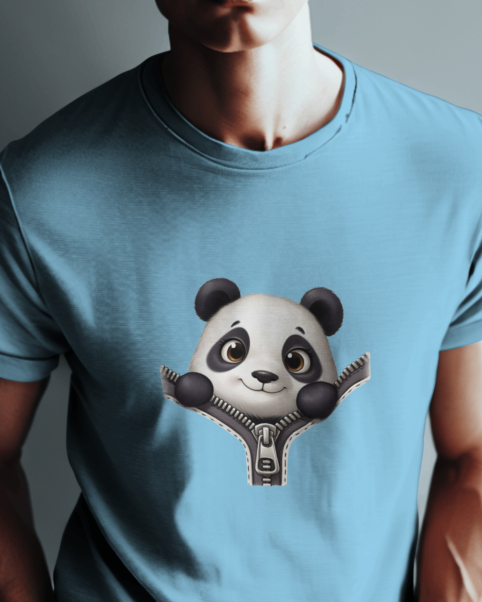 Unzip The Cuteness Panda Men's Classic Crew T-Shirt | Teeyatra | Cartoon