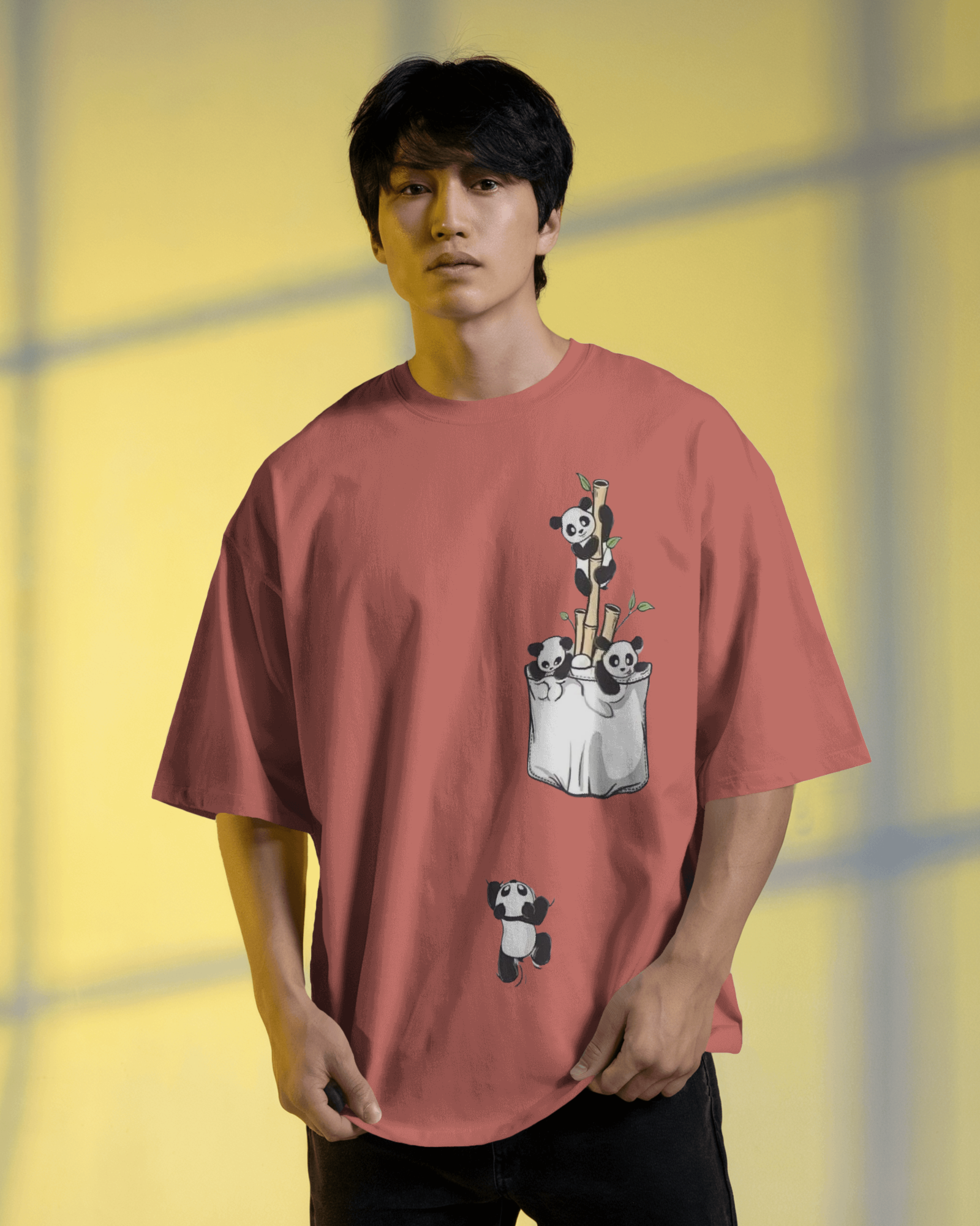 The Great Escape Panda Men's Oversized Classic T-shirt | Teeyatra | Cartoon