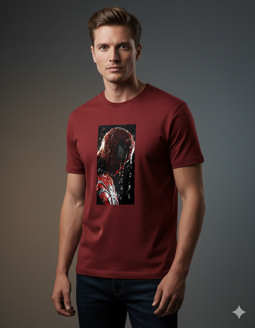 "Rainy Day Hero" Spider-Man Marvel Men's Basic T-Shirt | Teeyatra