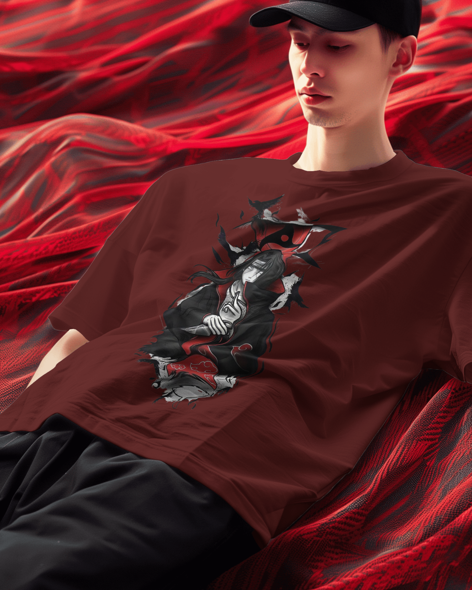 Akatsuki Itachi Uchiha Fan Unisex Oversized Classic T-shirt | Teeyatra | Anime