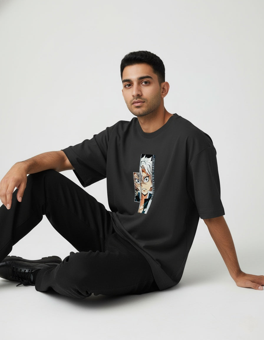 Sanemi Shinazugawa "Wind Scar" Typography – Premium 240 GSM Terry Cotton Oversized T-Shirt