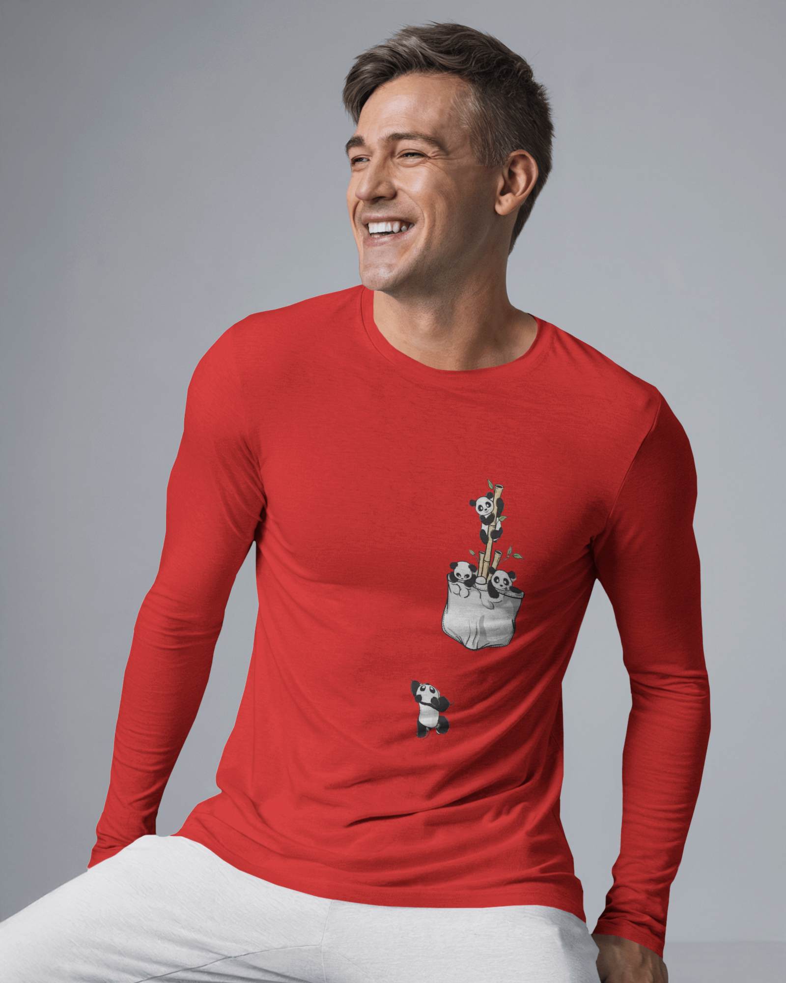 The Great Escape Cartoon Panda Men's Full Sleeve T-Shirt | Teeyatra