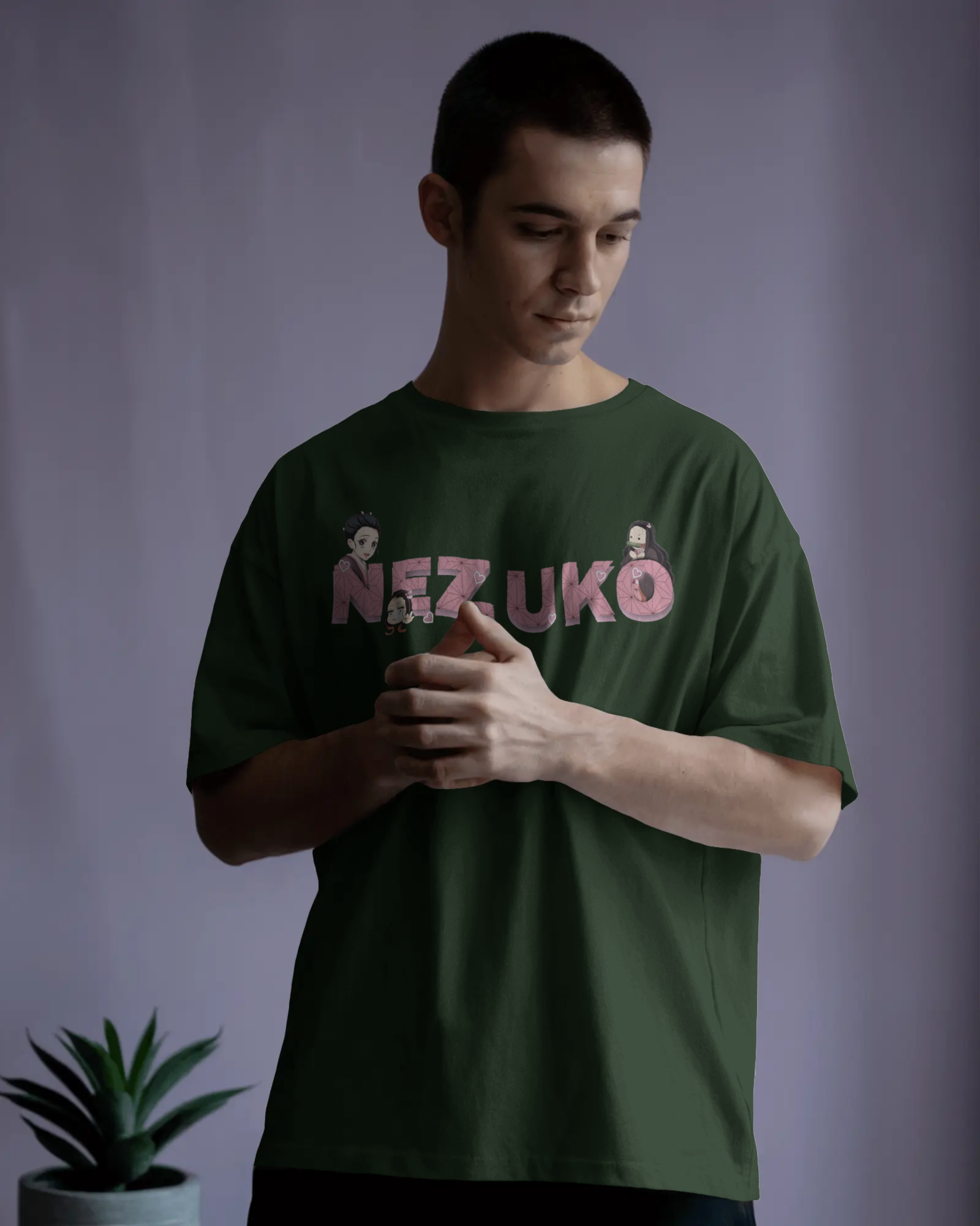 Nezuko Fire Graphic Men's Unisex Oversized Classic T-shirt | Demon Slayer | Anime | Teeyatra