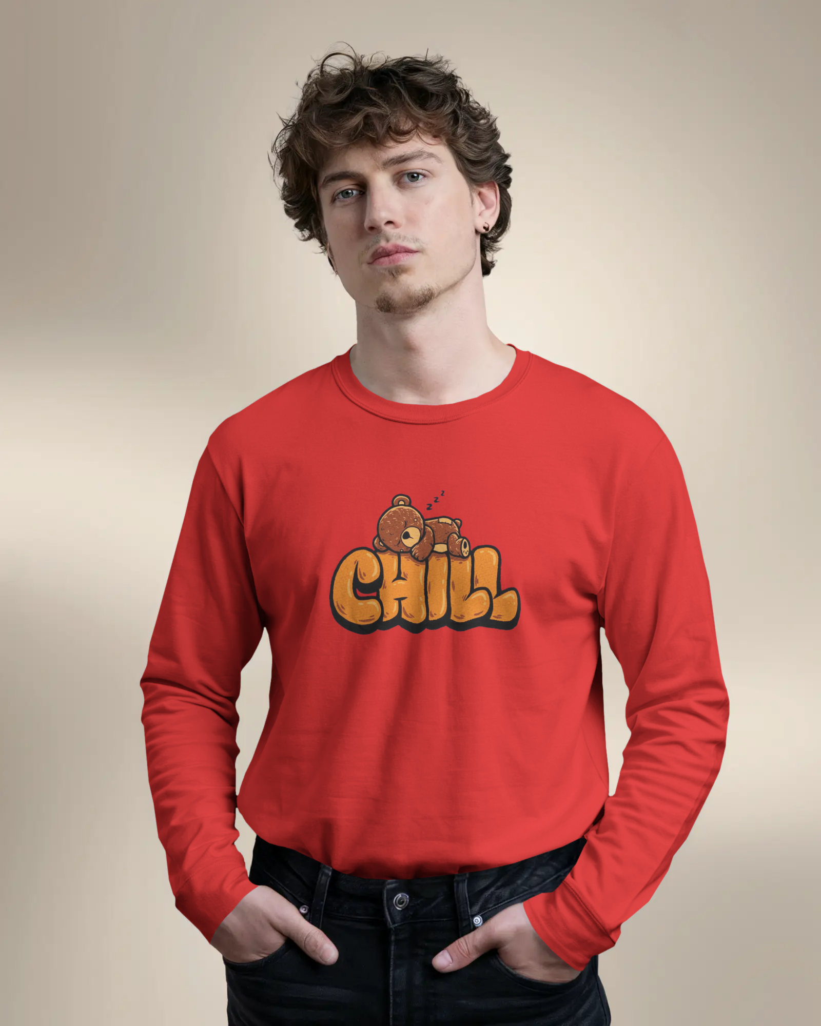 Chill Mode On Men's Full Sleeve T-Shirt | Teeyatra | Cartoon