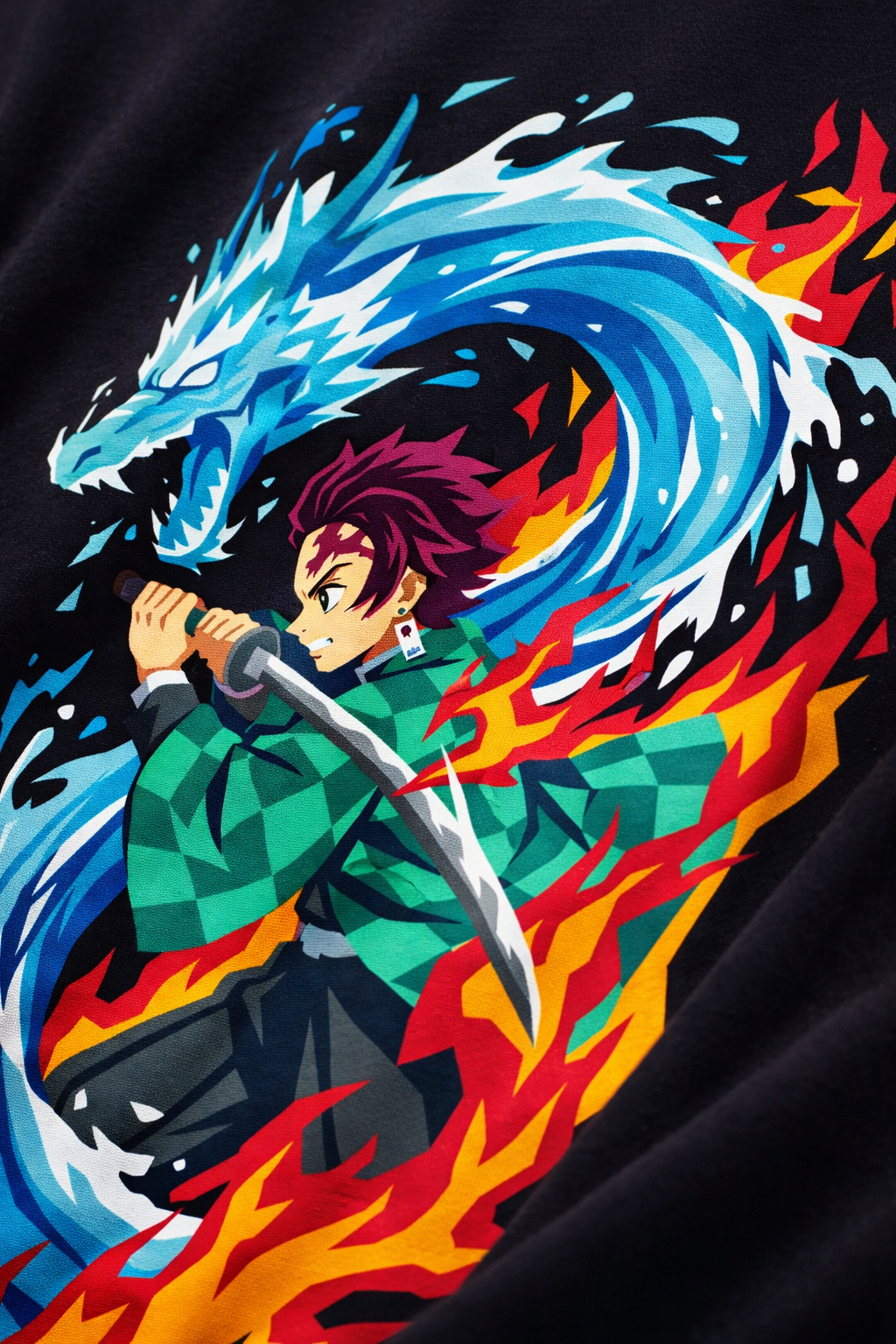 Teeyatra Tanjiro Dual Side Oversized T-Shirt | 240 GSM Premium Cotton | Anime Streetwear