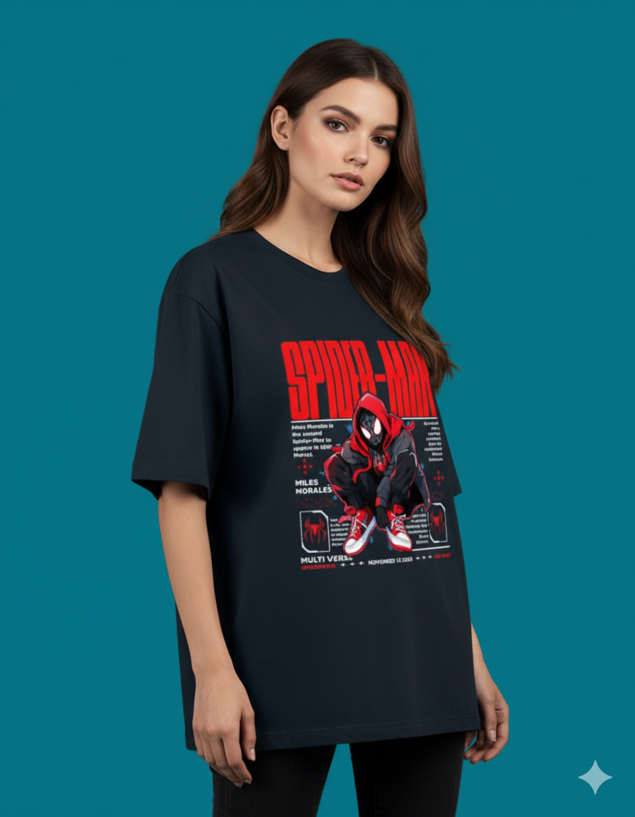 Marvel's Spider-Man: Miles Morales Ladies Oversized Classic T-shirt | Teeyatra