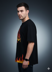 Fire Aura Streetwear Men's Oversized Tee | Teeyatra | Abstract