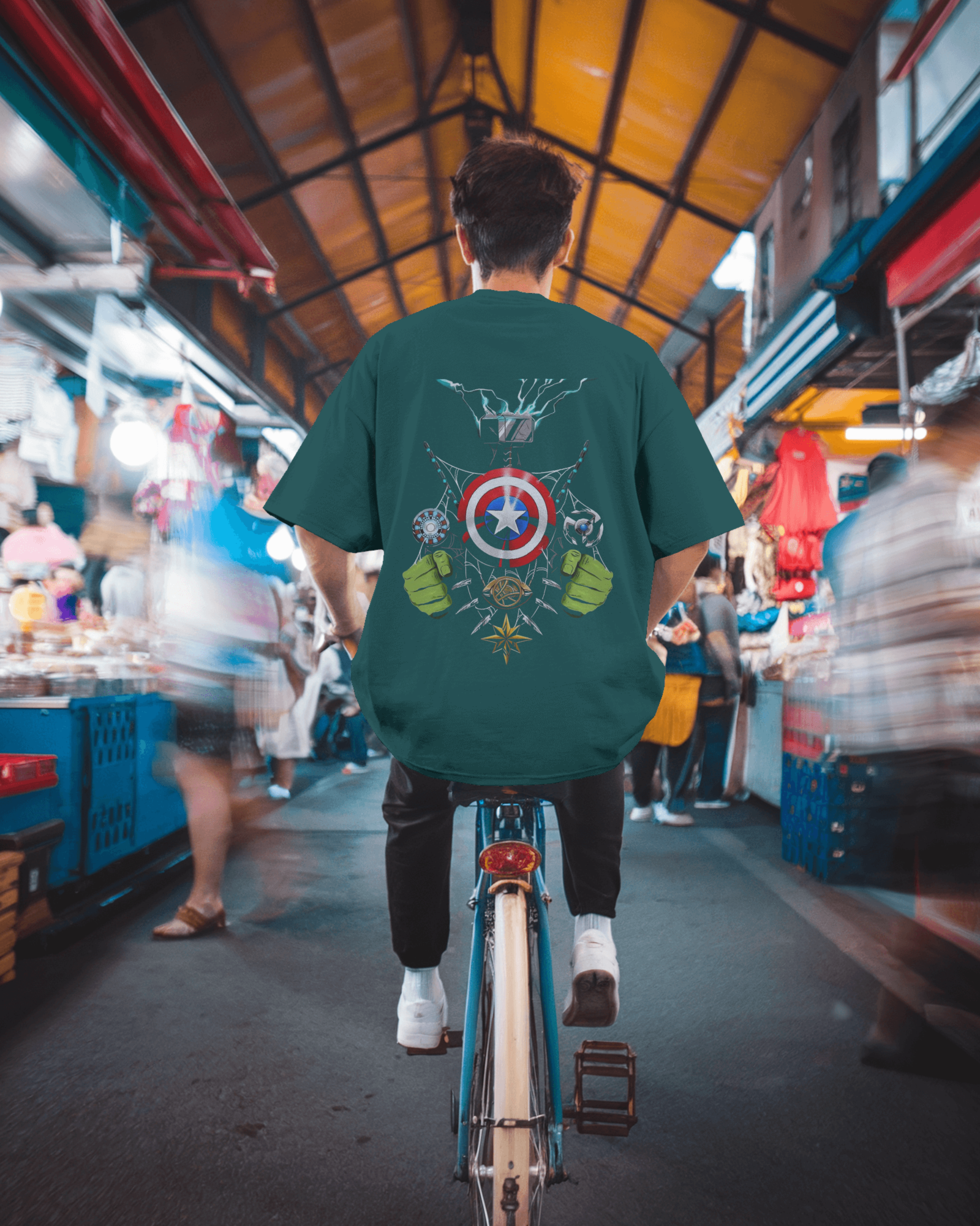 Defender of Earth: Avengers Back Print Men's Oversized Classic T-shirt | Teeyatra| Marvel
