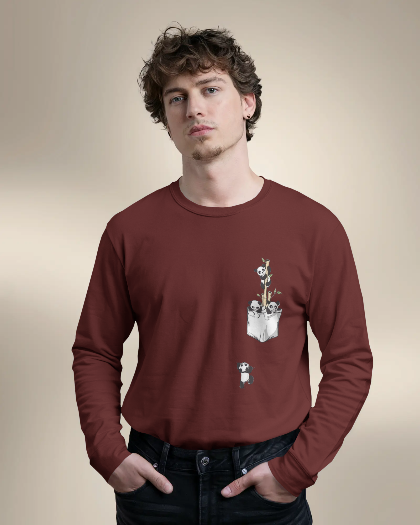 The Great Escape Cartoon Panda Men's Full Sleeve T-Shirt | Teeyatra