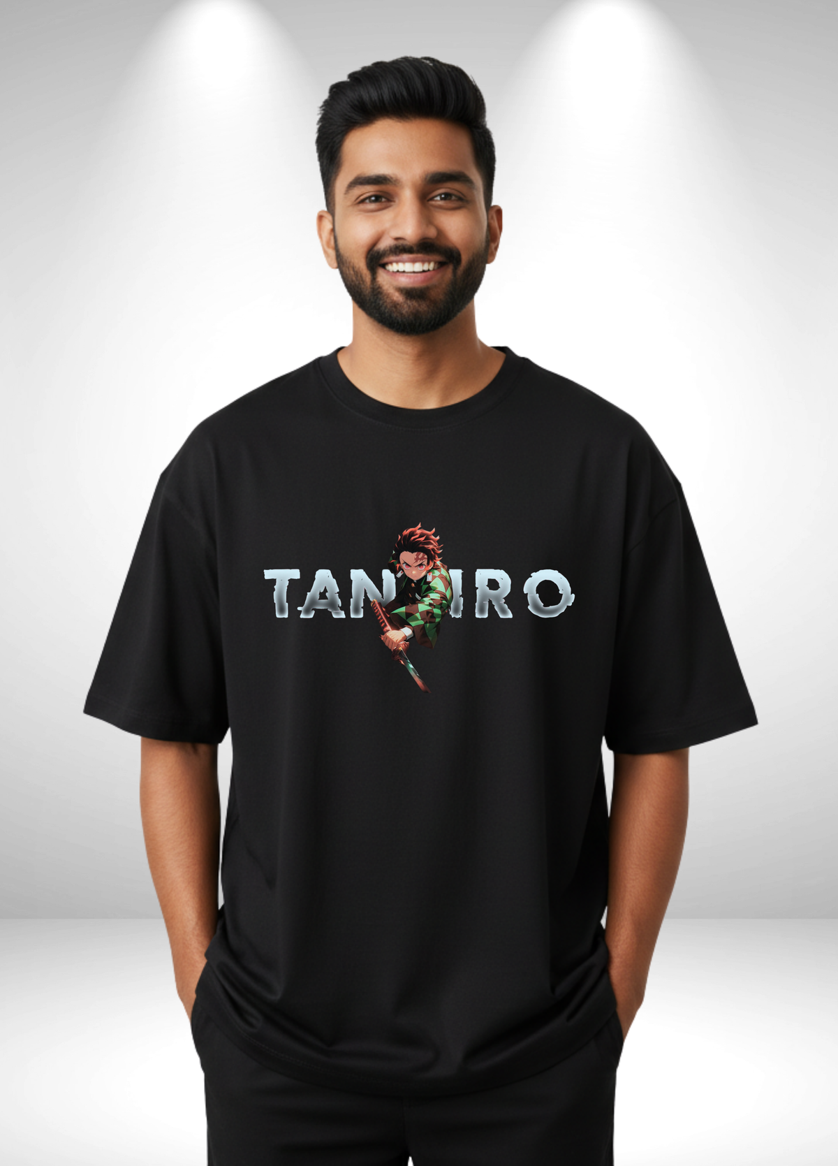 Demon Slayer Tanjiro Kamado Anime Men's Oversized T-Shirt | Teeyatra