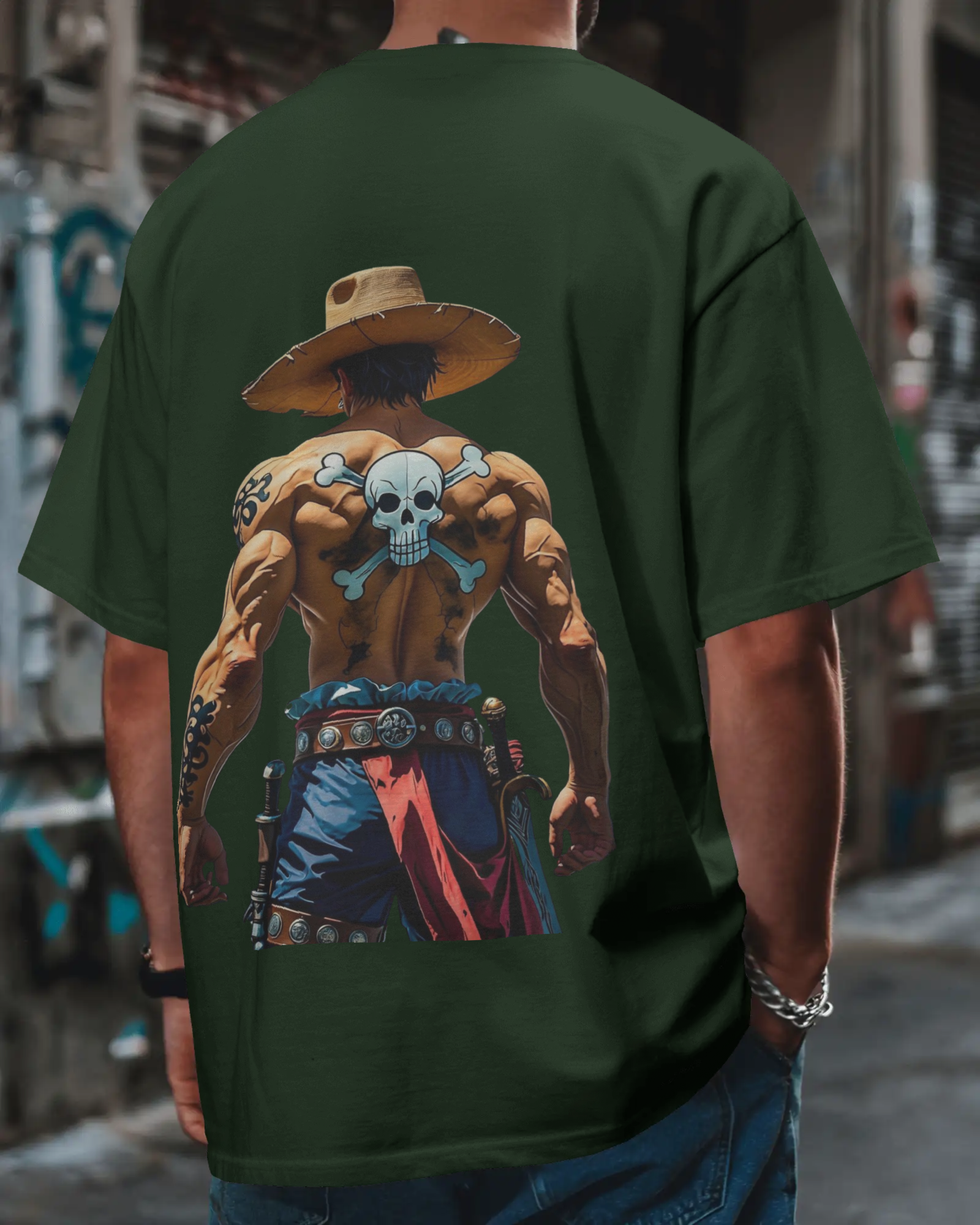Wild West Cowboy Skull Print Men's Oversized T-Shirt - Vintage Western | Teeyatra | Anime