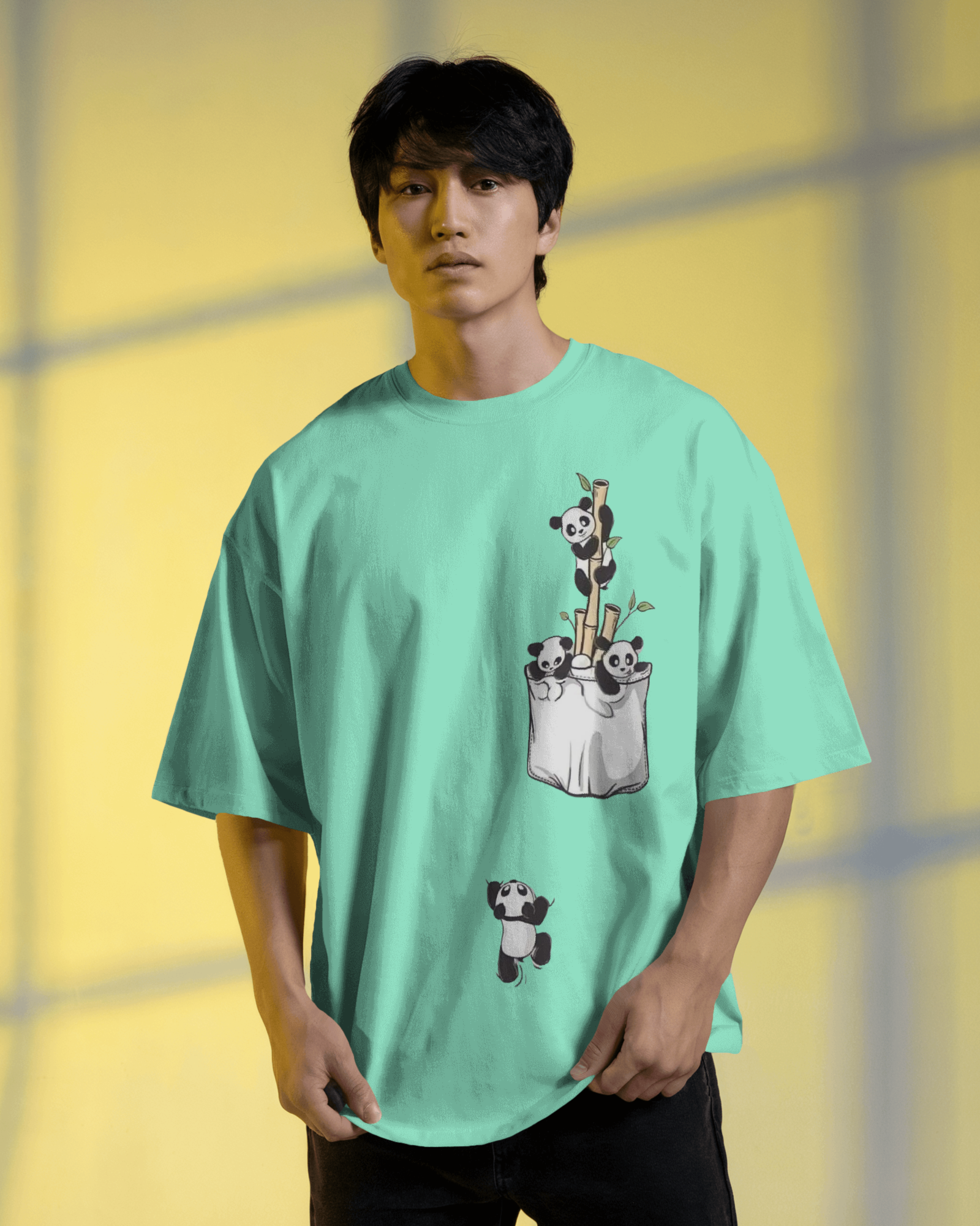 The Great Escape Panda Men's Oversized Classic T-shirt | Teeyatra | Cartoon