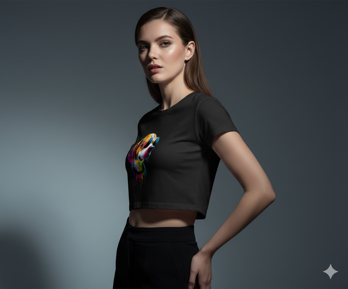 Shades & Paws Crop Top | Teeyatra | Abstract